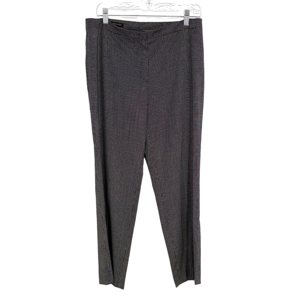 Escada Tovah Black White Micro Pattern Virgin Wool Trousers Pants Size 40 US 10
